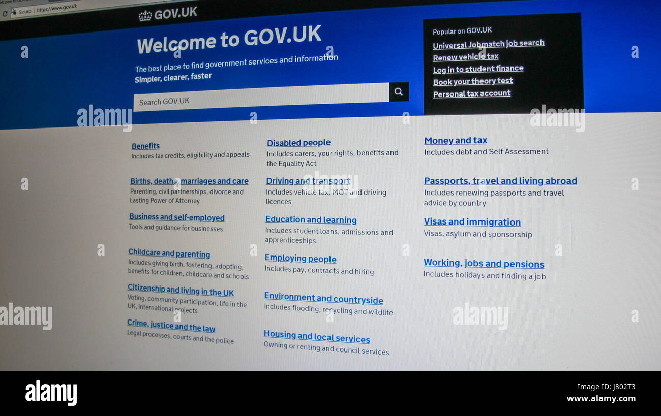 Site web du gouvernement du Royaume-Uni / page web sur un écran d'ordinateur Banque D'Images