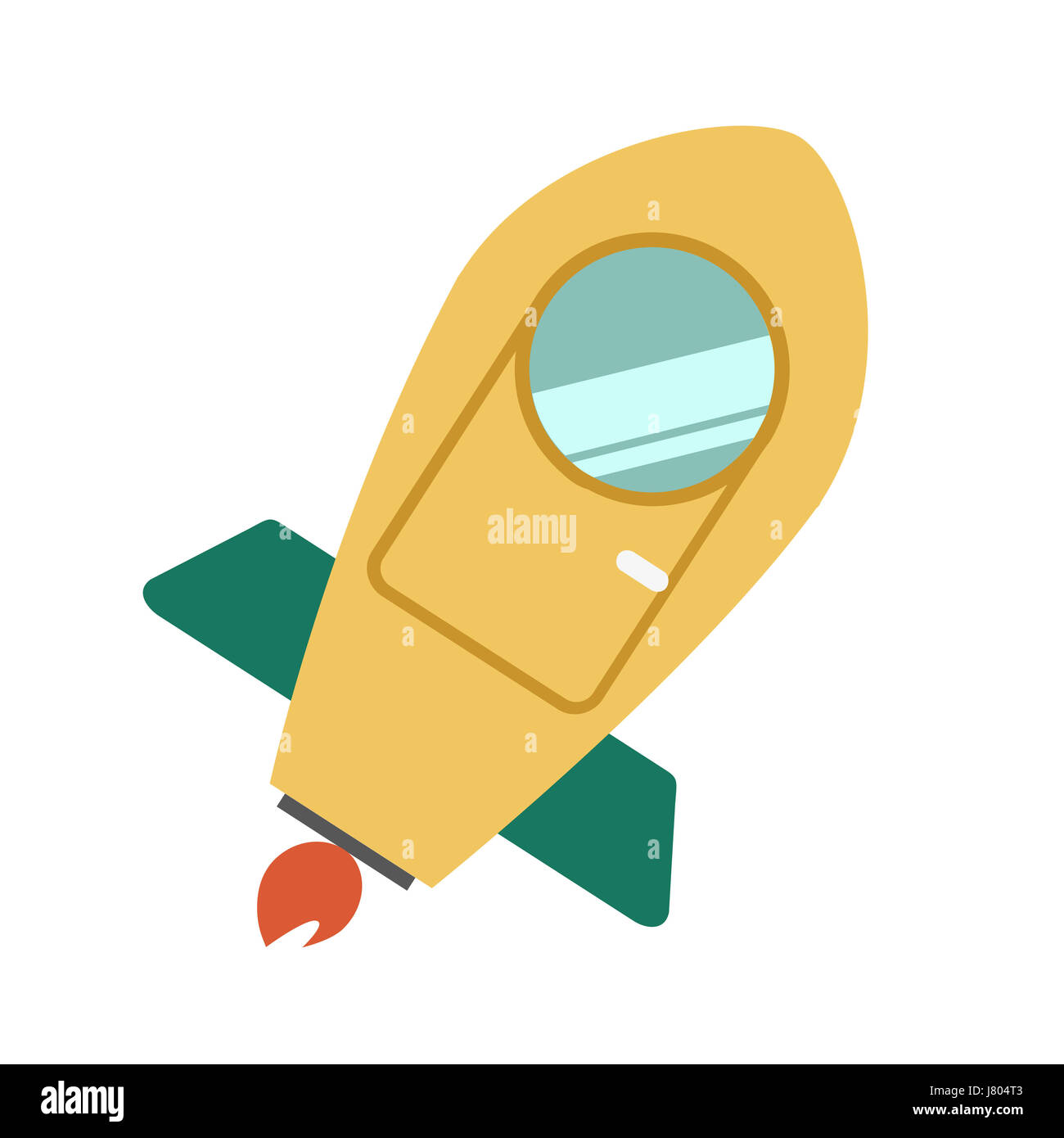 Une illustration d'un lancement de fusée dans l'espace sur fond blanc Banque D'Images