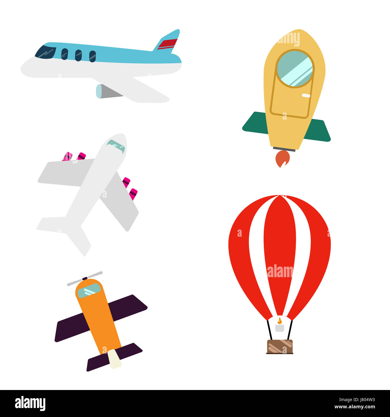 Une illustration des modes de transport vol sur fond blanc Banque D'Images