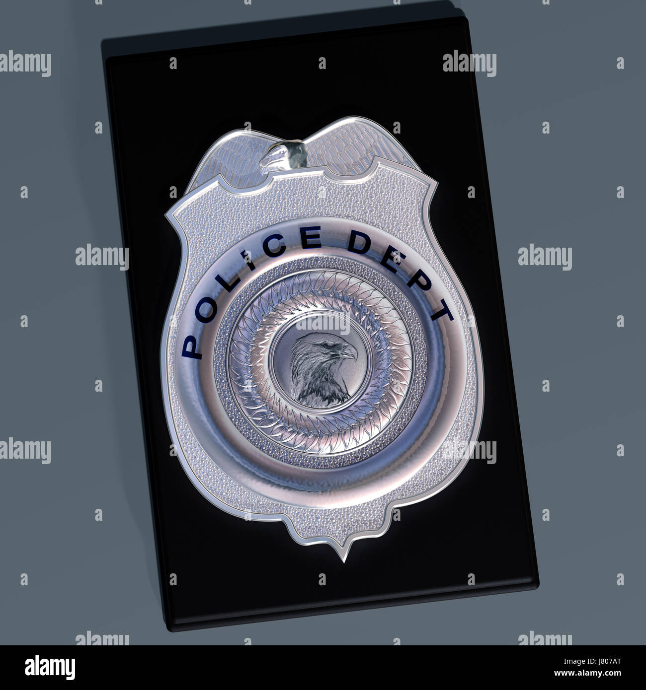 L'insigne du crime police détective enquêteur bouclier énergétique objet argent cuir Banque D'Images