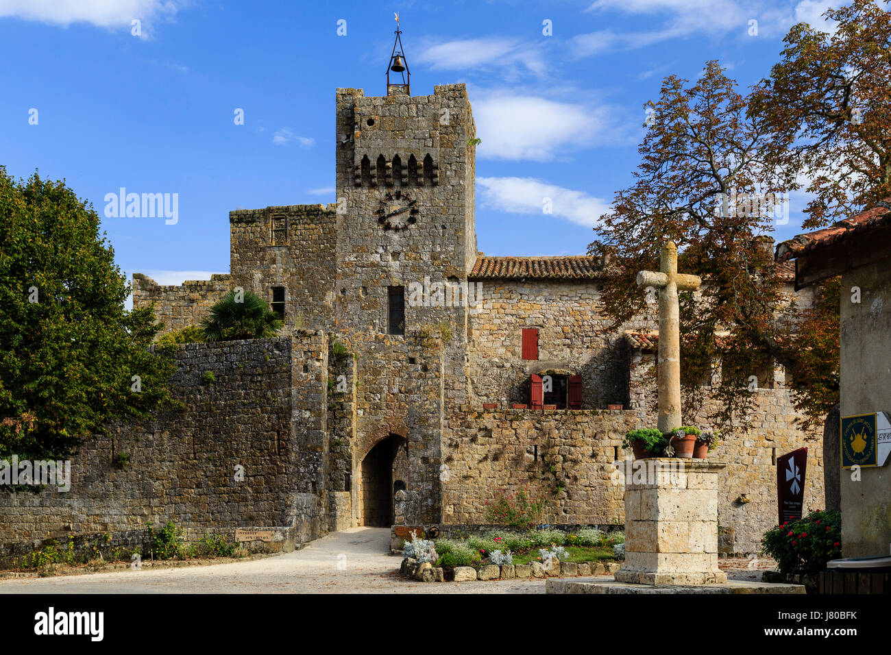 France, Gers, Larressingle, étiqueté les plus Beaux villages de France (les plus beaux villages de France), l'entrée Banque D'Images