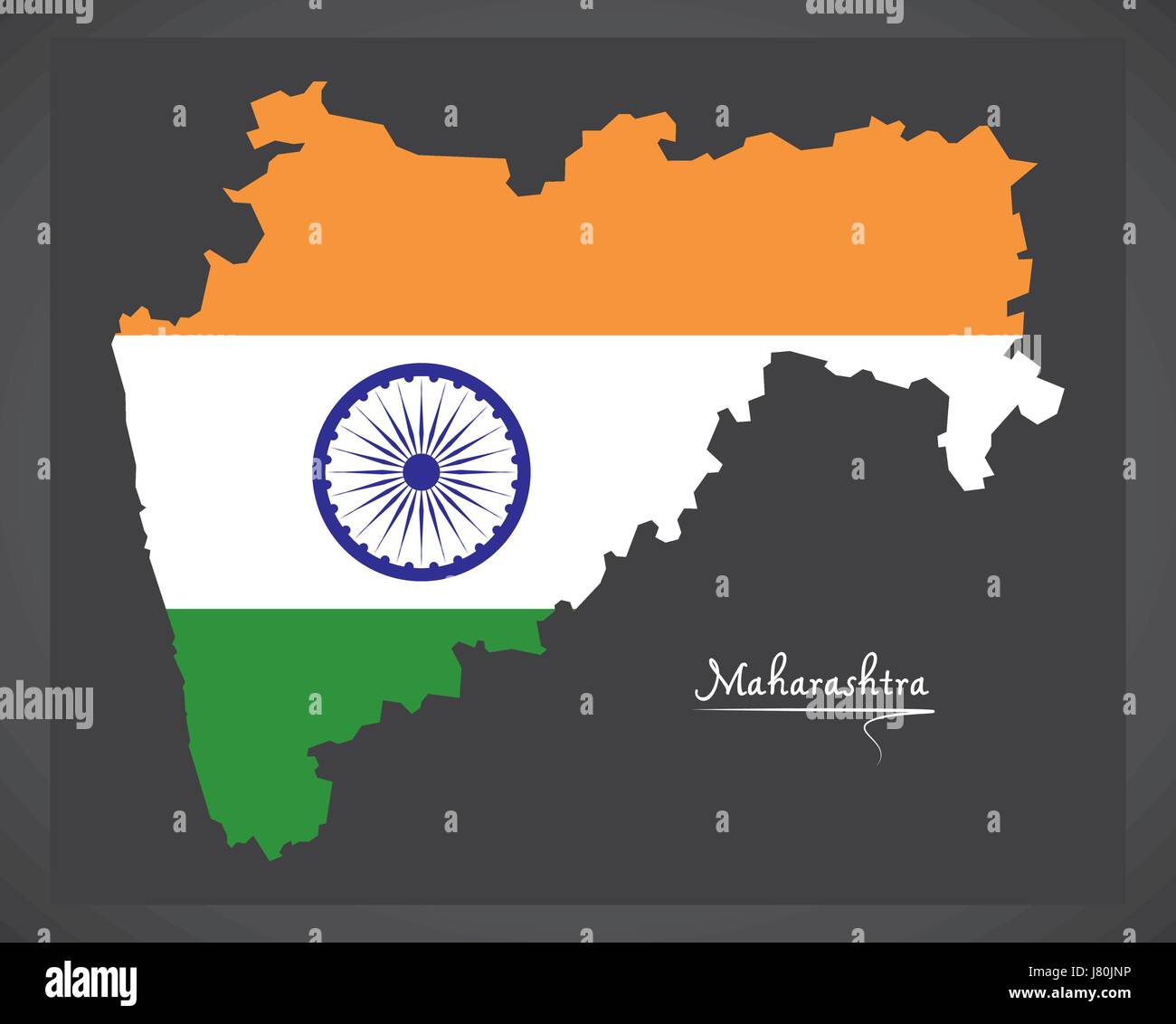 Carte de Maharashtra avec drapeau national indien illustration Illustration de Vecteur