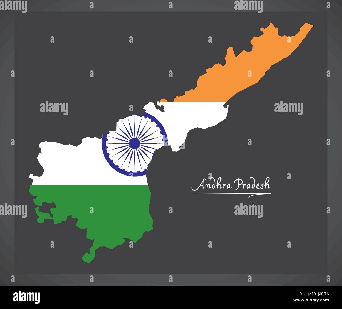 L'Andhra Pradesh map avec drapeau national indien illustration Illustration de Vecteur