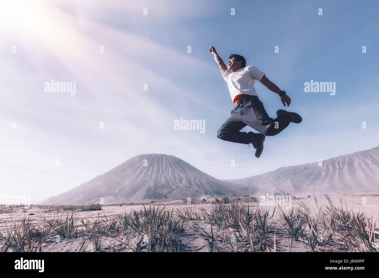 Man dans Parc National de Bromo Tengger Semeru, Java, Indonésie, Asie Banque D'Images