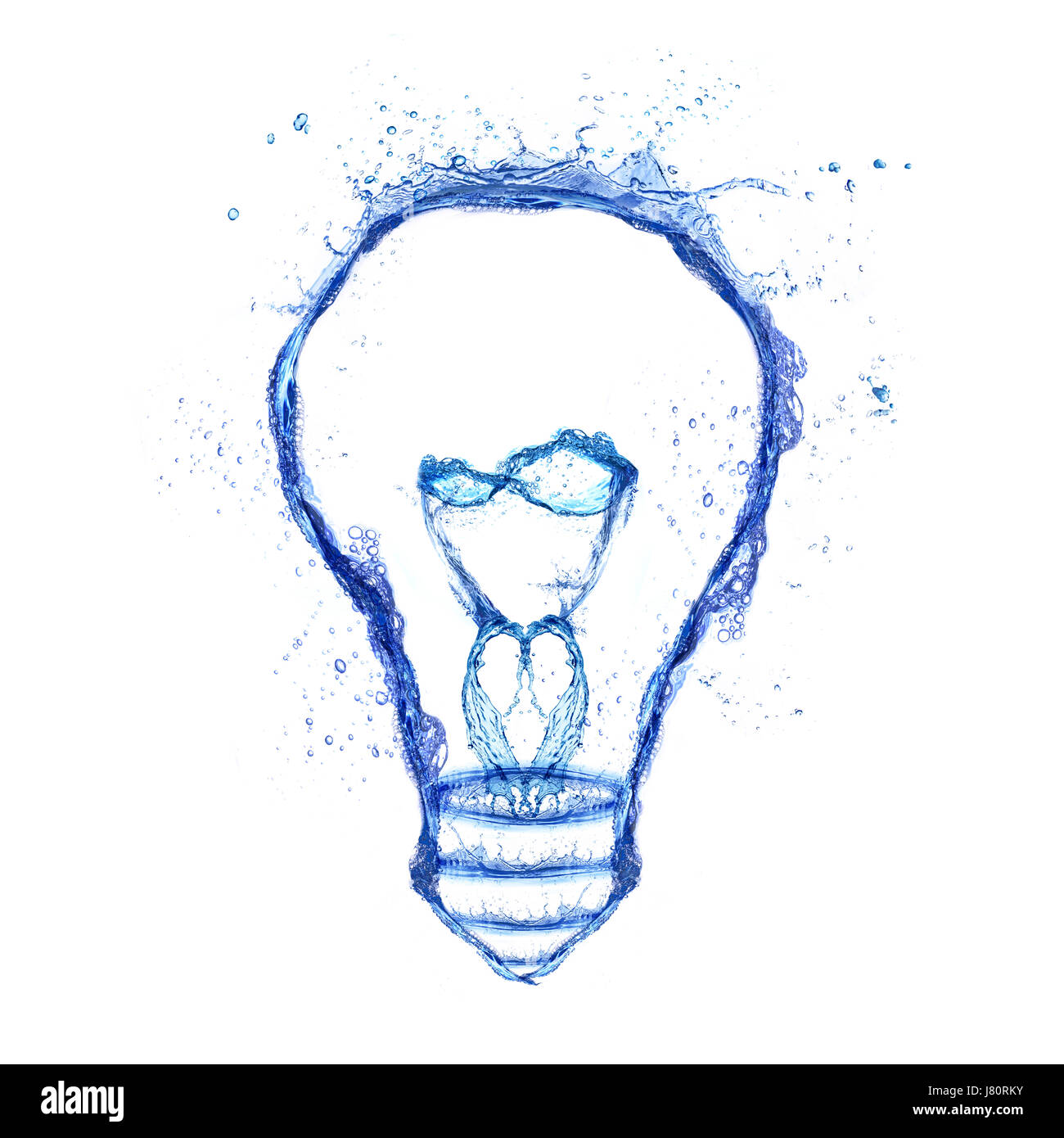 La lampe de projection d'eau isolé sur fond blanc. Émergence de l'idée, la créativité d'Eureka concept. Banque D'Images