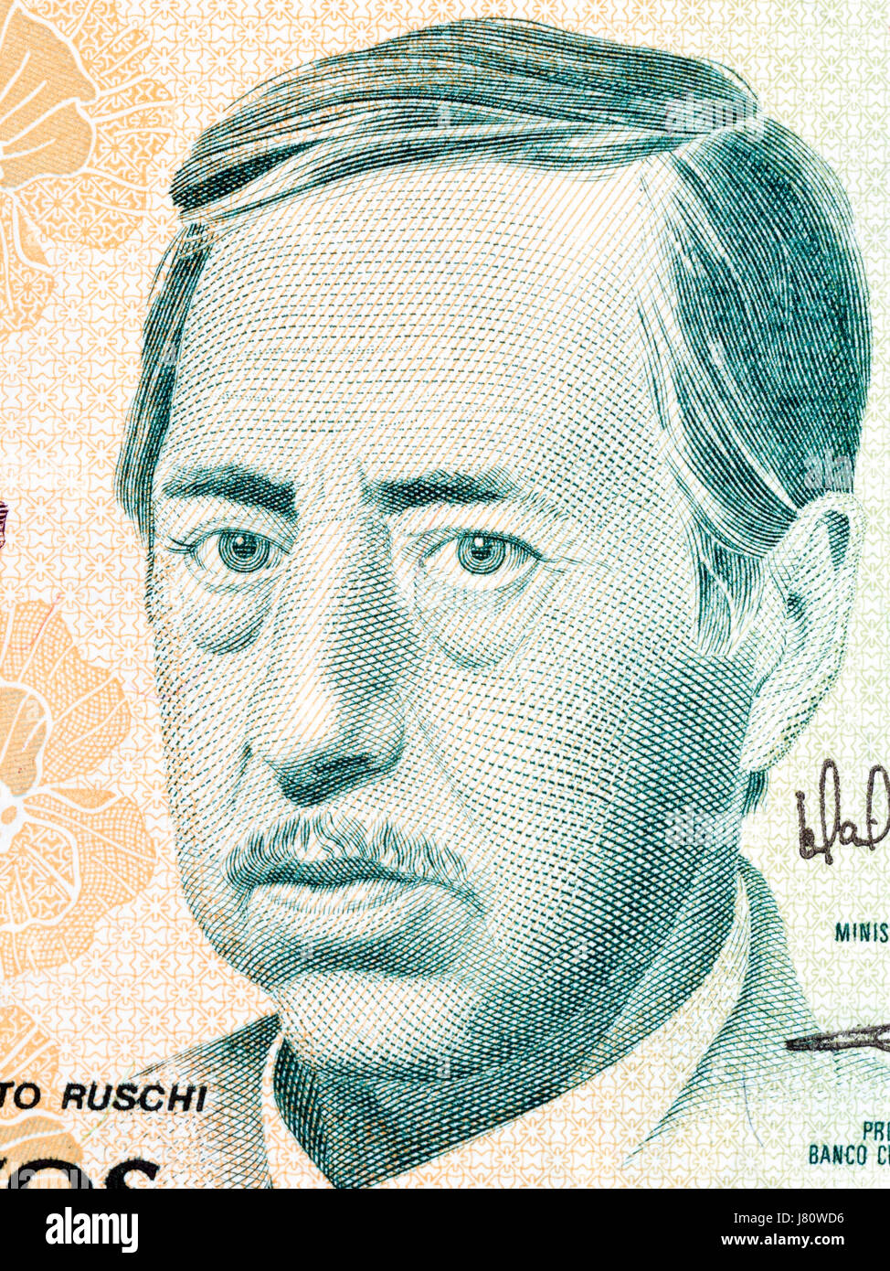 Augusto Ruschi portrait de l'argent brésilien Banque D'Images