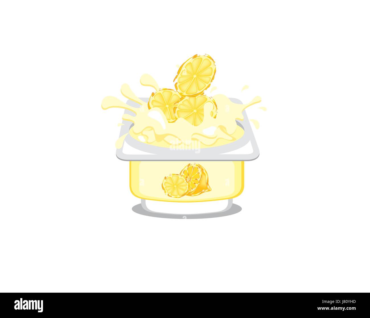 Yogourt à saveur de citron sur fond blanc Illustration de Vecteur