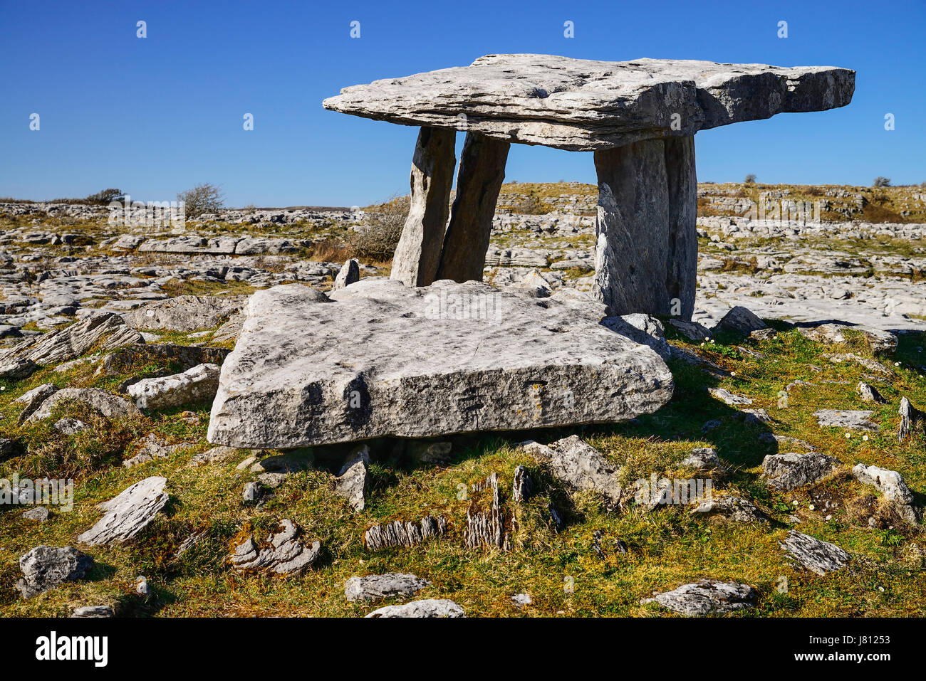 L'Irlande, le comté de Clare, le Burren, Dolmen de Poulnabrone. Banque D'Images