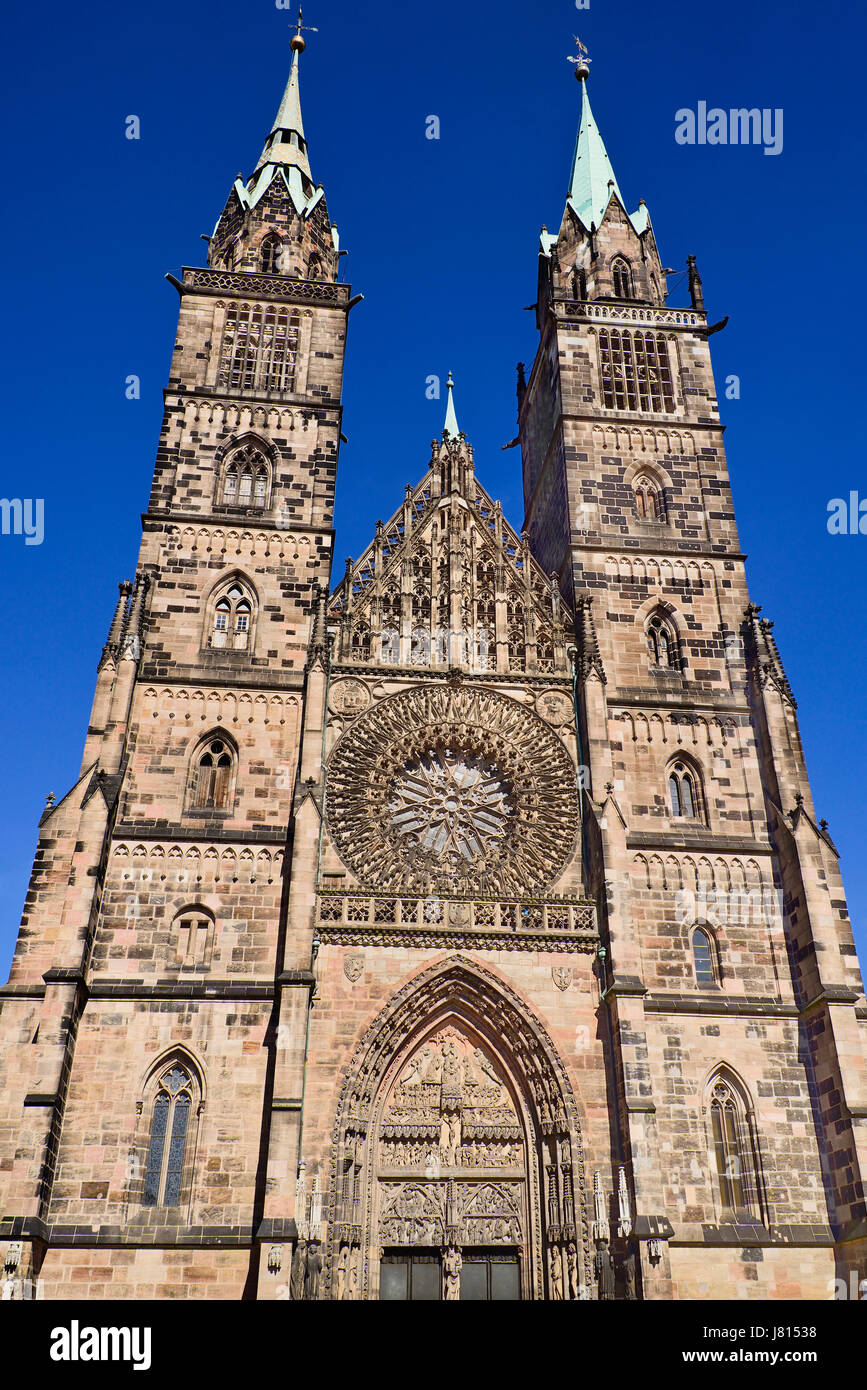 Allemagne, Bavière, Nuremberg, ou l'Église Lorenzkirche du Saint-Laurent. Banque D'Images
