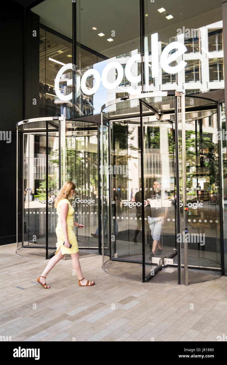 L'entrée de King's Cross de Google bureaux siège à Camden, Londres, UK Banque D'Images
