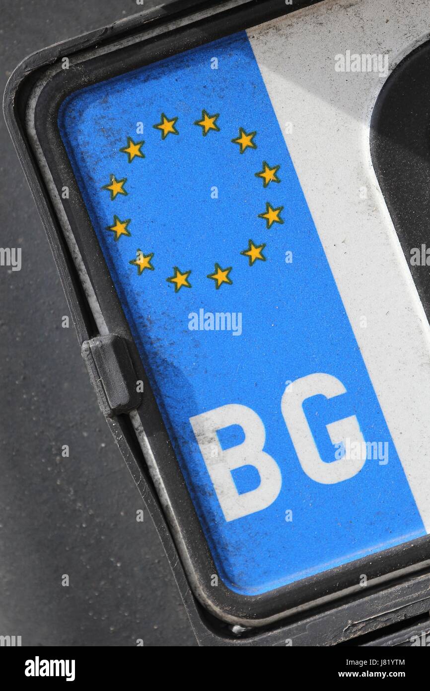 Pays de l'UE identifiant de la plaque d'immatriculation de voiture : Bulgarie Banque D'Images