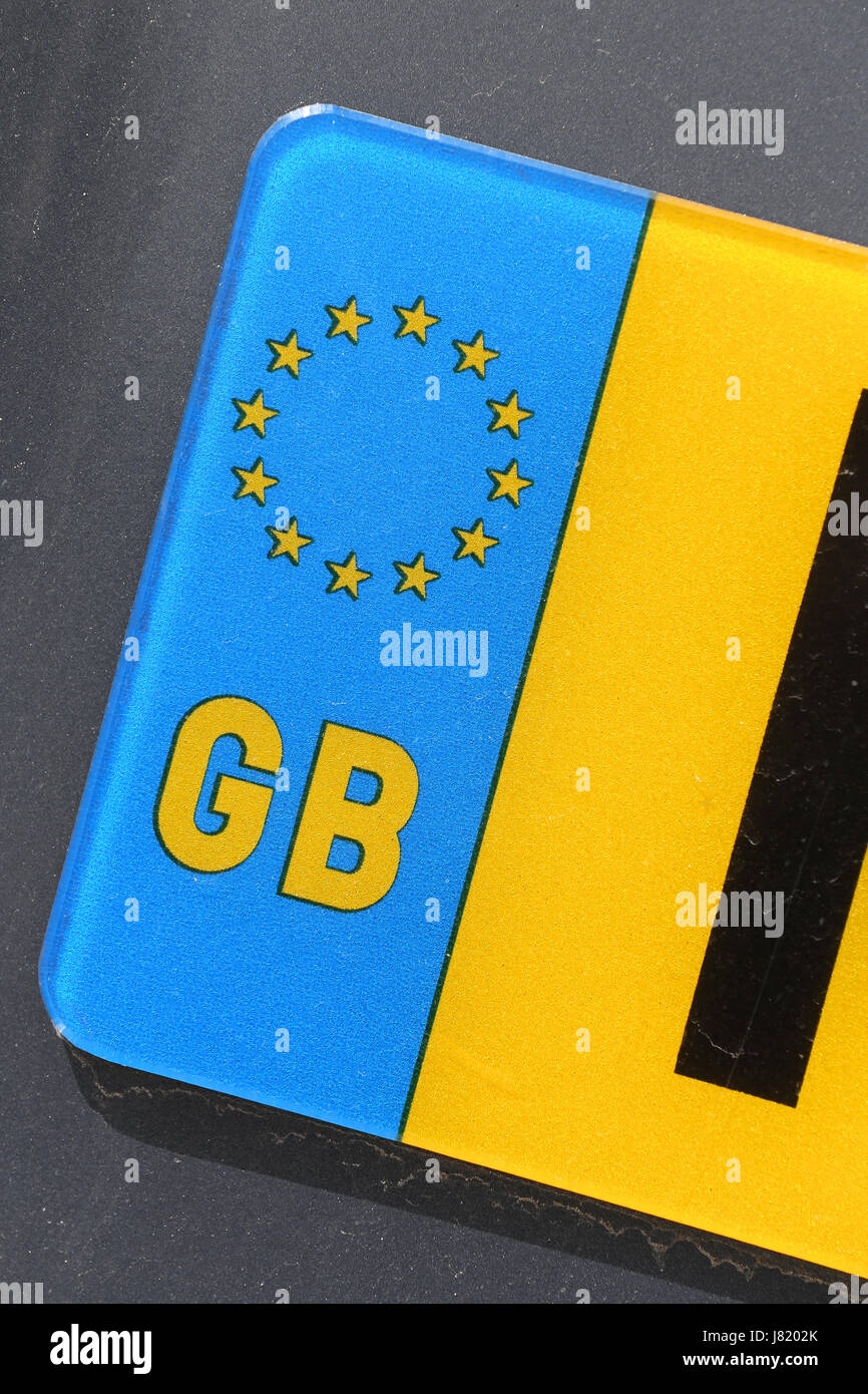 Pays de l'UE identifiant de la plaque d'immatriculation de voiture : Grande-Bretagne Banque D'Images