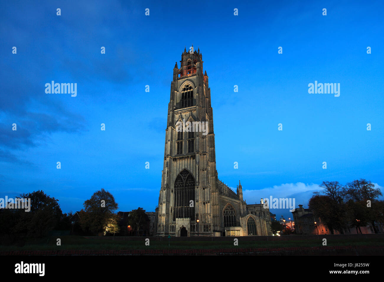 Crépuscule sur l'église St Botolphs ( Boston Stump ), Boston, ville du comté de Lincolnshire, Angleterre, RU Banque D'Images