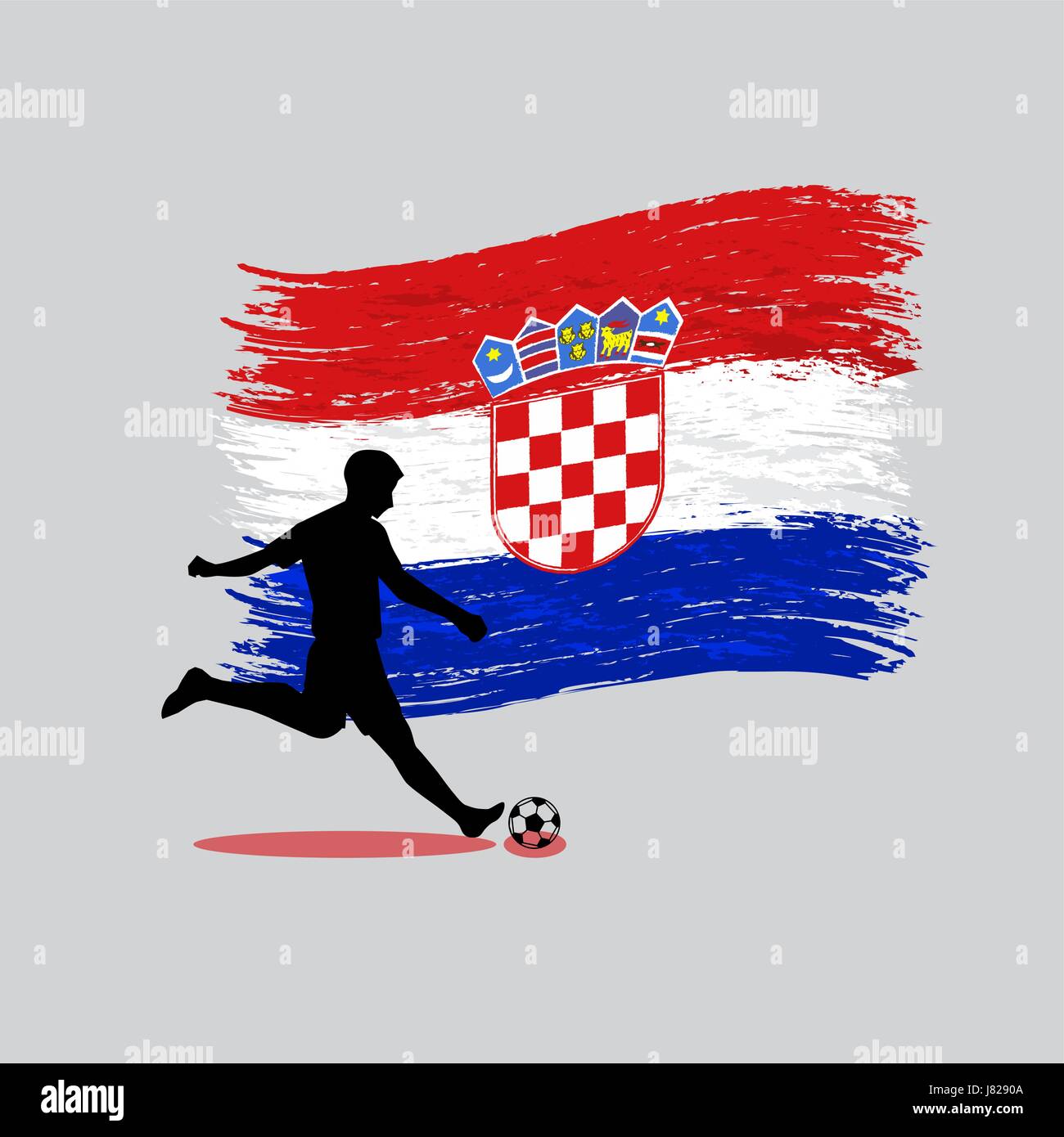 Joueur de football action avec drapeau République de Croatie sur l'arrière-plan Illustration de Vecteur