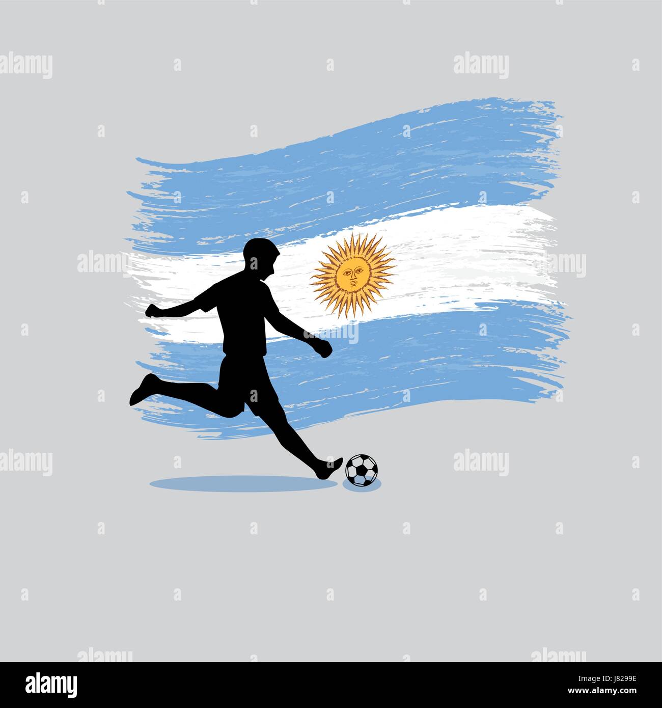 Joueur de foot avec action République Argentine drapeau sur arrière-plan Illustration de Vecteur