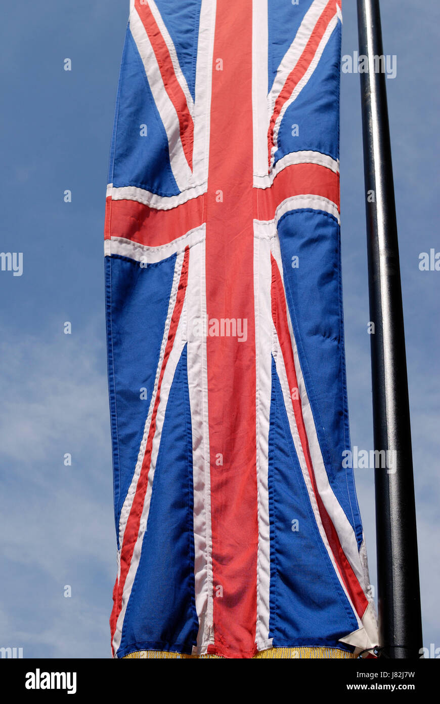 Croix,pavillon,union européenne,pennant,la,mât,bleu,rouge,blanc,uk,union jack Banque D'Images