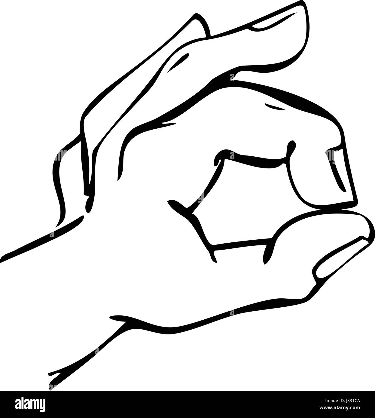 Caricature dessin de main humaine montrant symbole OK Illustration de Vecteur
