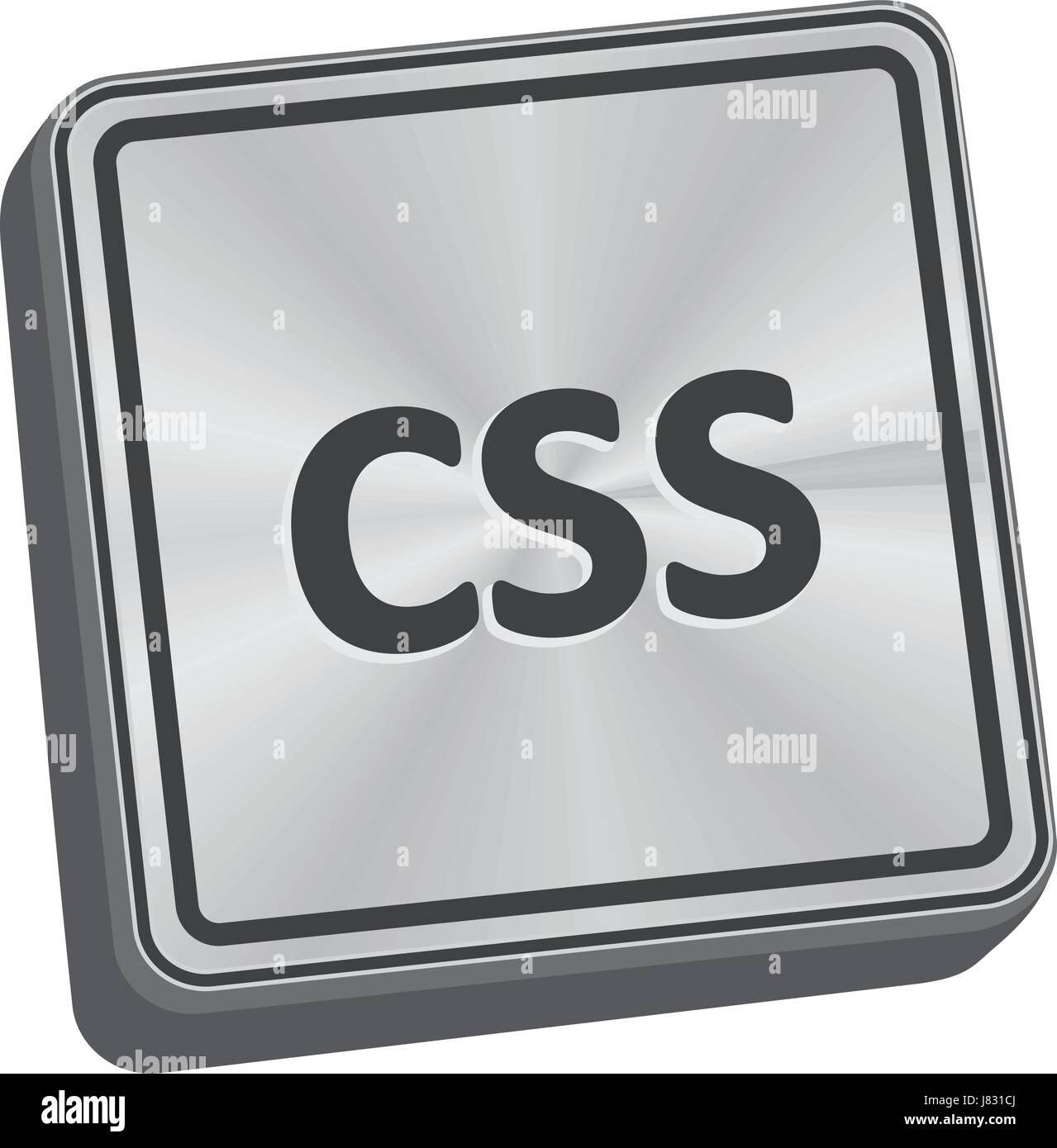 Bouton CSS touche 3D en métal brossé Illustration de Vecteur