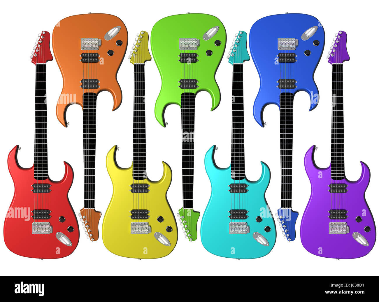 Encore de la musique de guitare électrique collection arc-en-ciel méthode instrument de mesure Banque D'Images