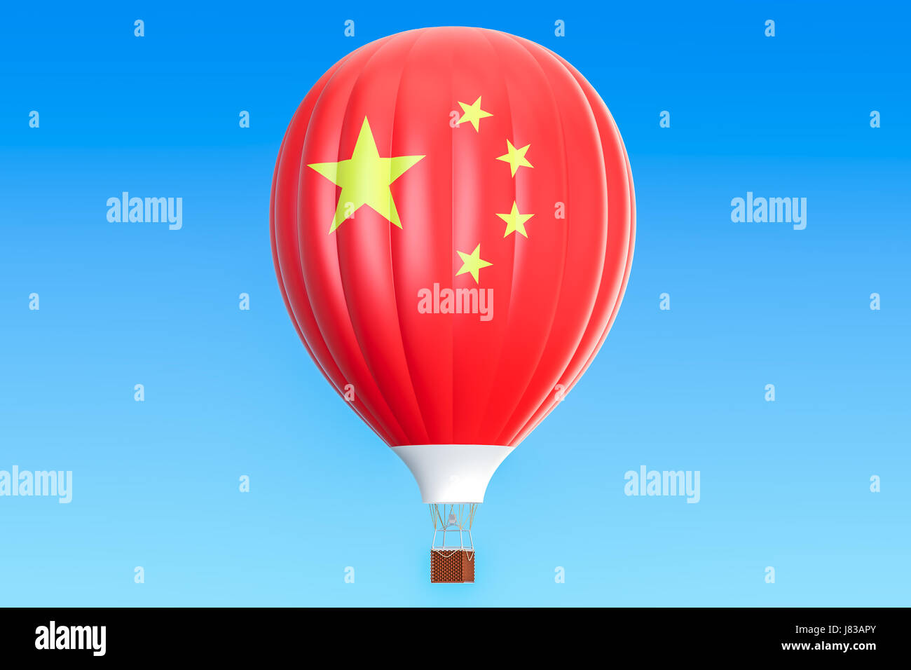 Hot Air Balloon avec drapeau de la Chine, rendu 3D Banque D'Images