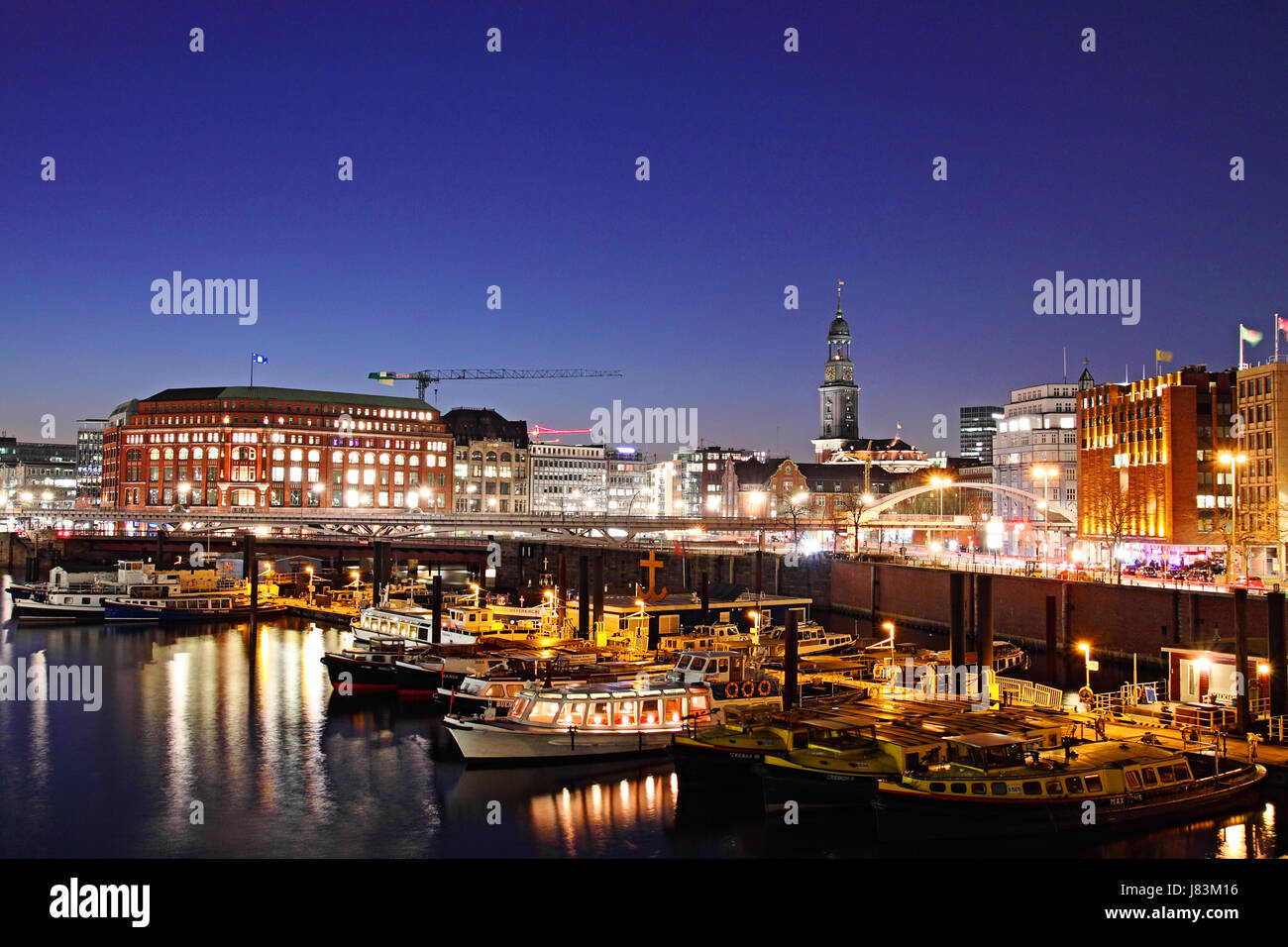 Hambourg port ports passerelles hamburger burger port intérieur nuit Banque D'Images