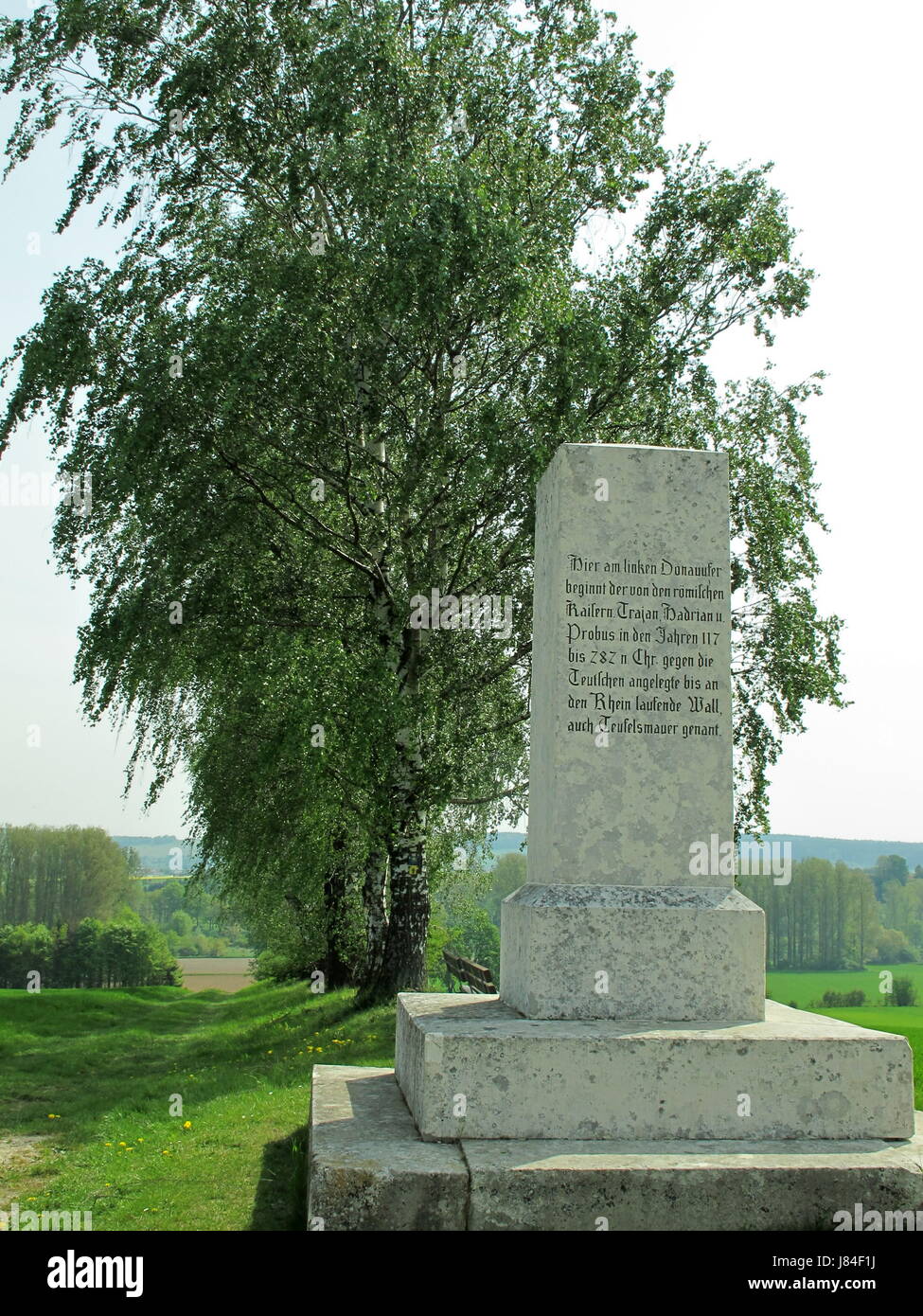 Danube limes romain pierre commémorative se souvenir de la Bavière à la frontière du danube inscription Banque D'Images