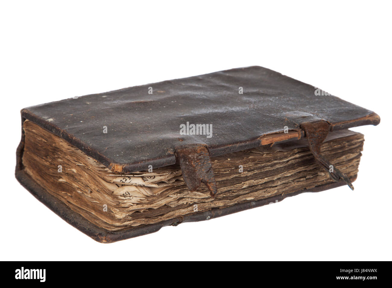 Vieux rétro en cuir isolé de l'objet de couverture de livre isolé de l'éducation antique brown Banque D'Images