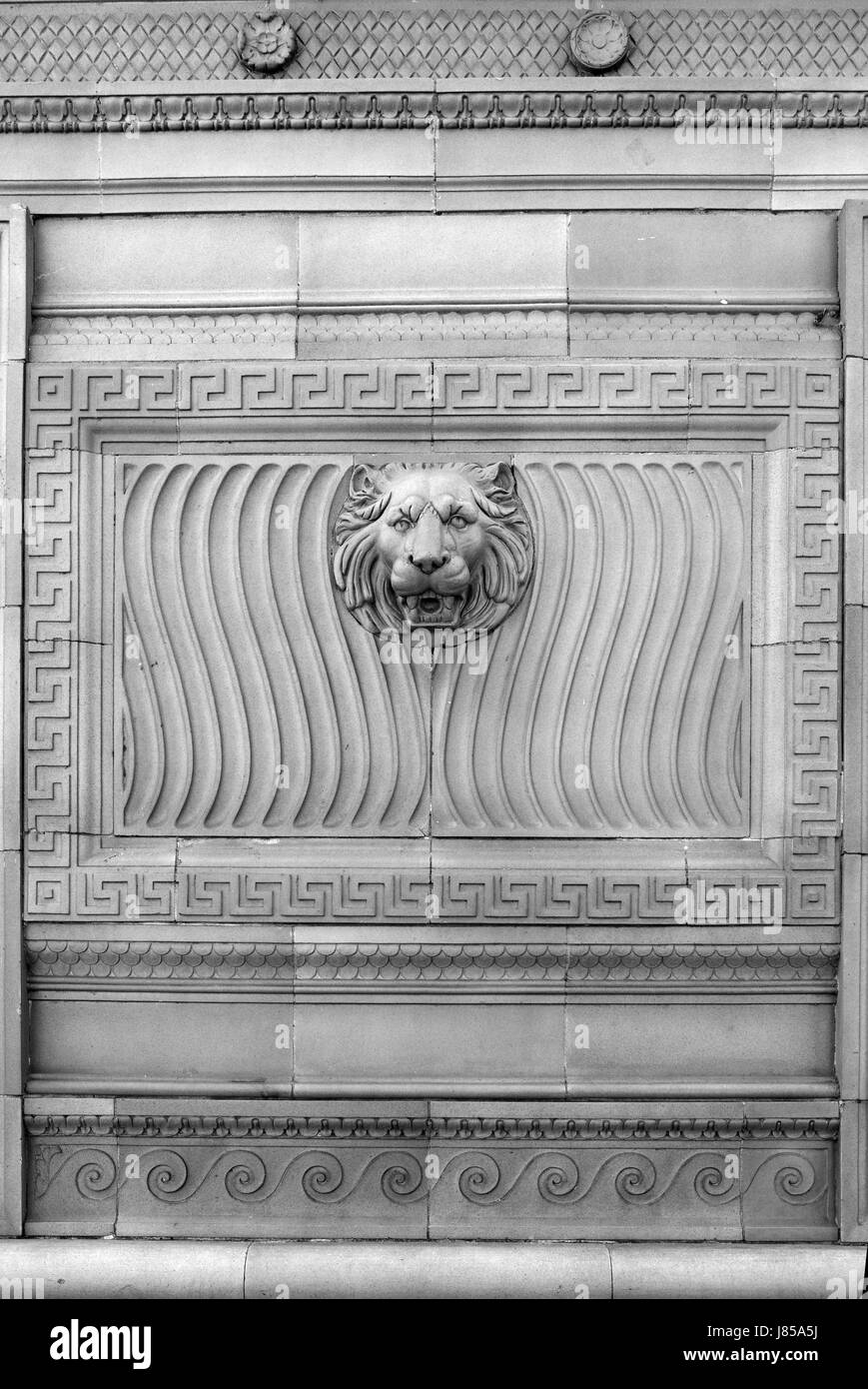 Détail ville ville stone statue lion animal bouche cat big cat feline predator Banque D'Images