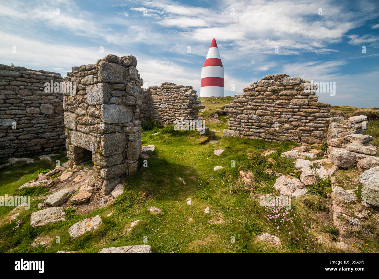 Temps chaud et ensoleillé sur l'île de Saint Martin dans les îles Scilly, la journée la plus chaude de l'année en 2017. Banque D'Images