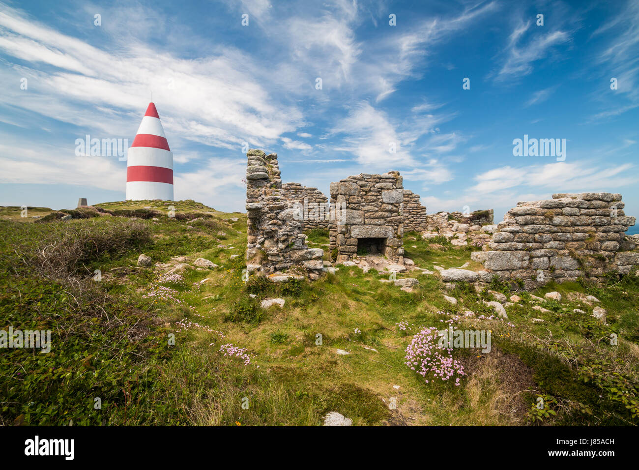 Temps chaud et ensoleillé sur l'île de Saint Martin dans les îles Scilly, la journée la plus chaude de l'année en 2017. Banque D'Images