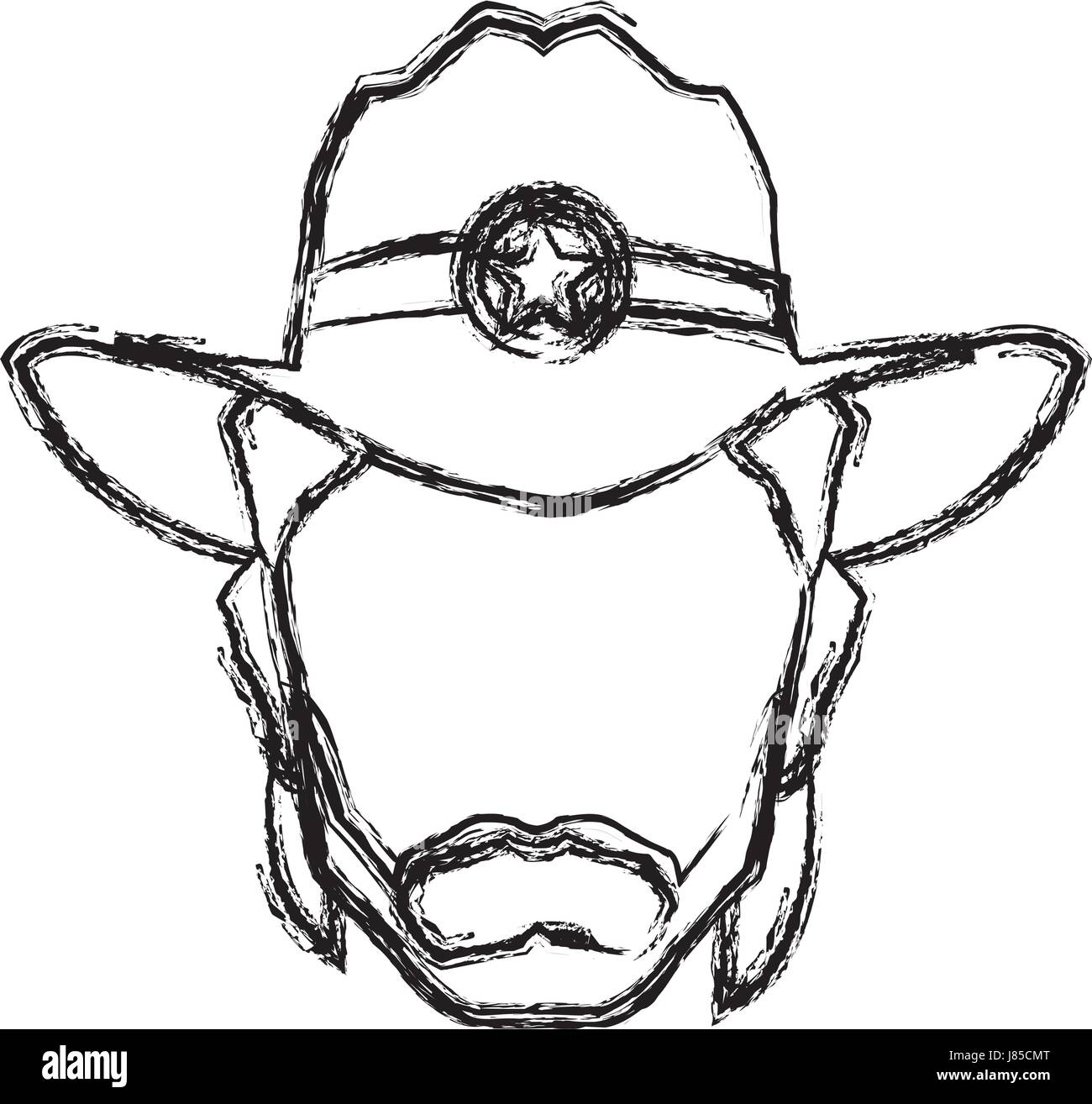 L'homme silhouette usure cowboy hat droit Image Vectorielle Stock - Alamy