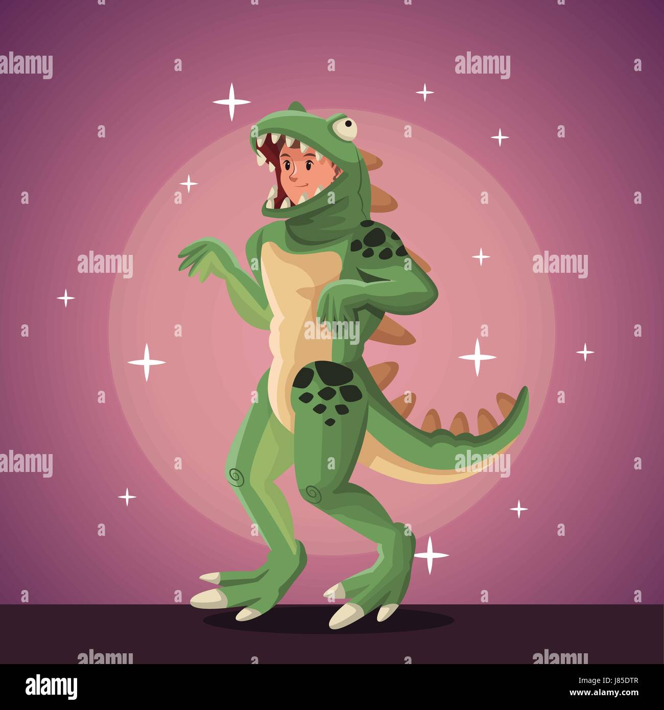 Partie de costume homme lézard dans l'arrière-plan lumineux avec Spotlight Illustration de Vecteur