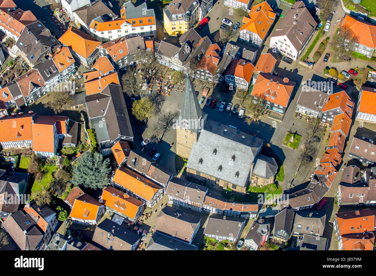 Église Saint-george, place de l'église, centre historique, Hattingen, Ruhr, Rhénanie du Nord-Westphalie, Allemagne Banque D'Images