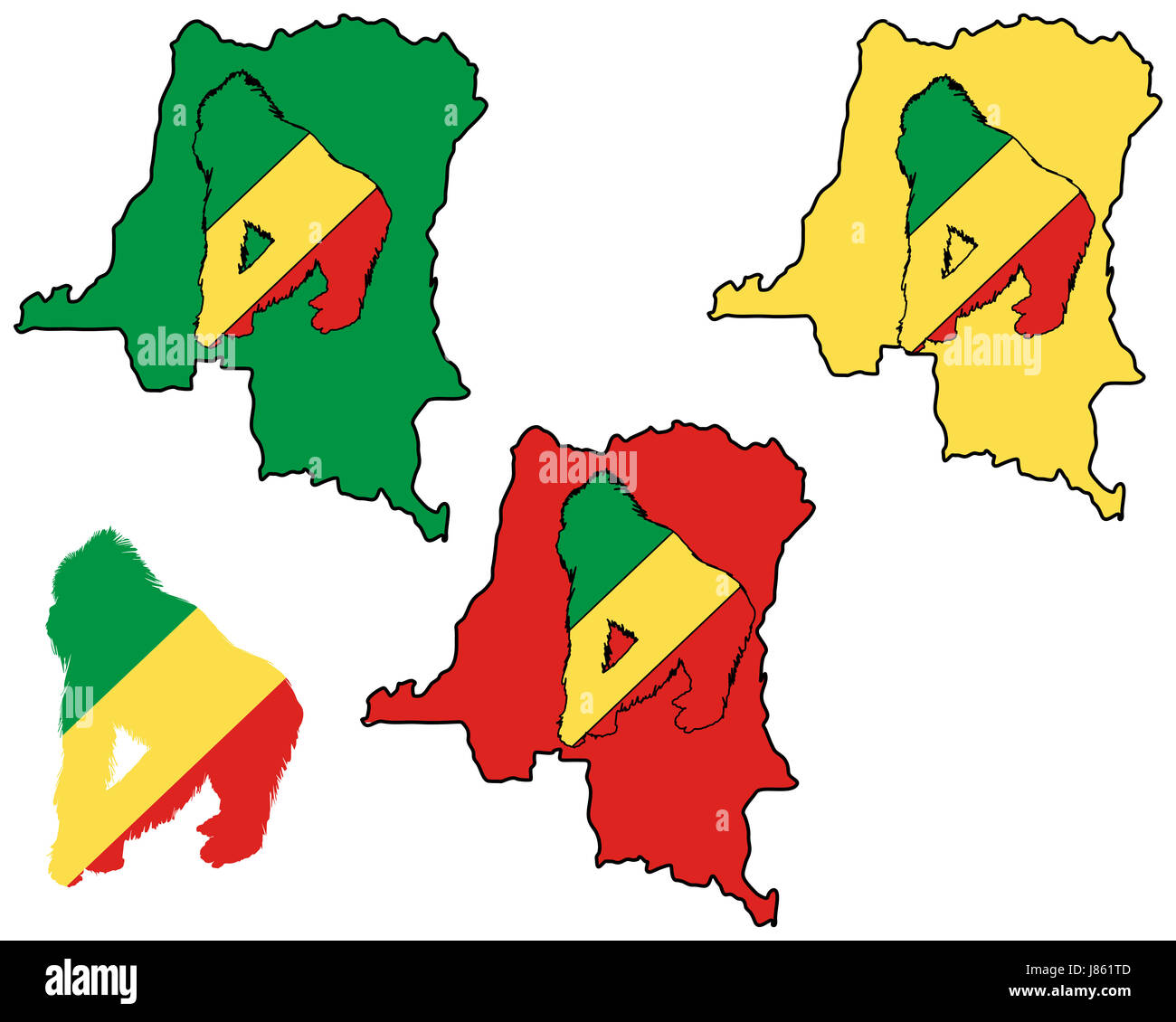 Couleur en option l'Afrique verte des animaux de race blanche européenne vierge illustration Banque D'Images