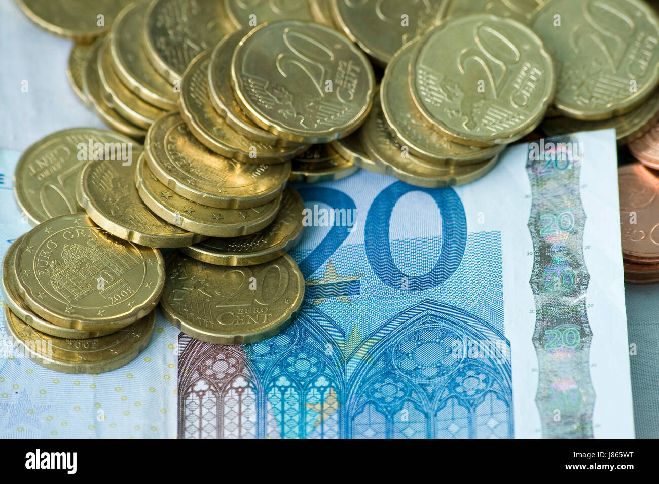 Pièce en euro shine argent prêts bancaires établissement jusqu'en existe en vivant la vie Banque D'Images