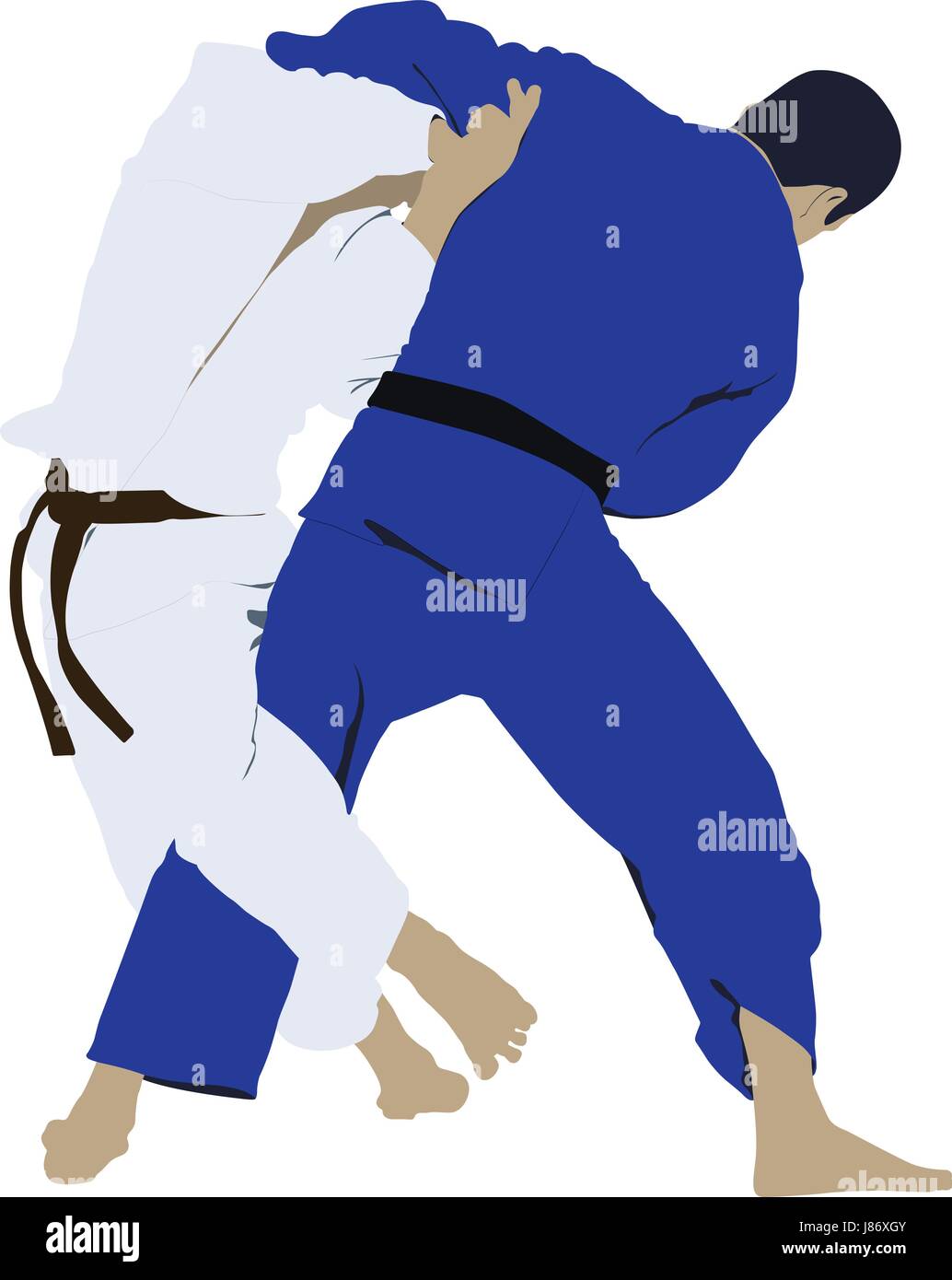 Judo Lutte Lutte deux judokas. vector illustration Illustration de Vecteur
