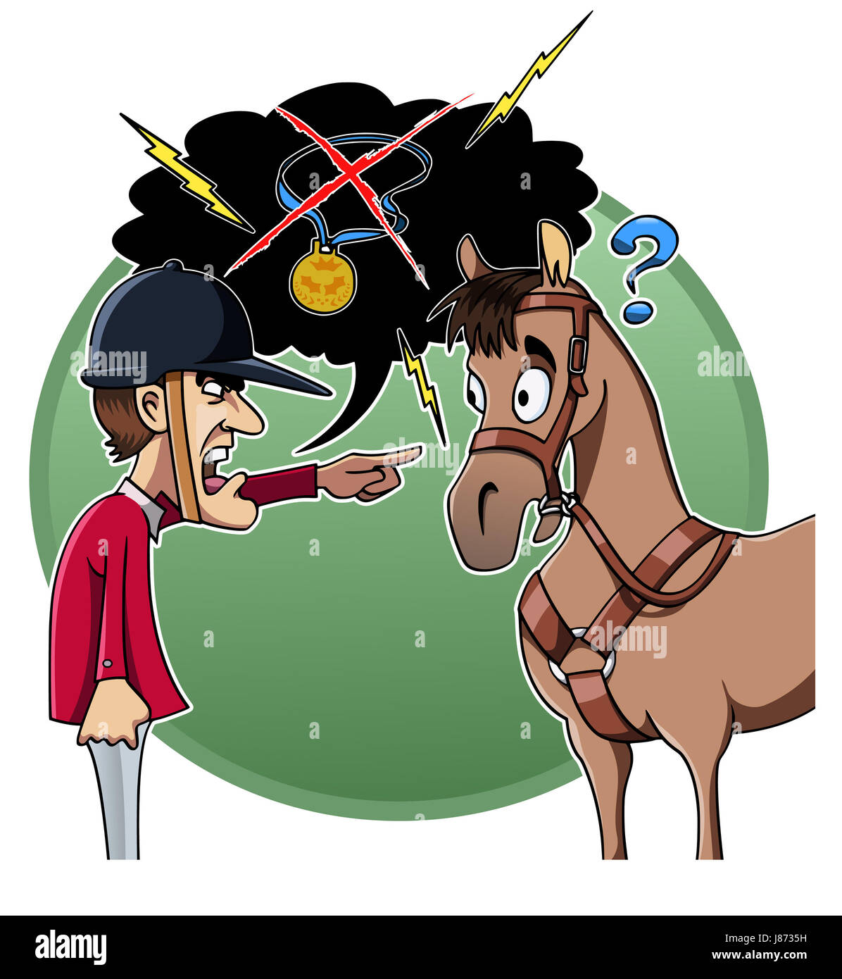 Doigt, sport, sports nautiques, de l', de perte, de frustration, de l'illustration, poney, foudre, Banque D'Images