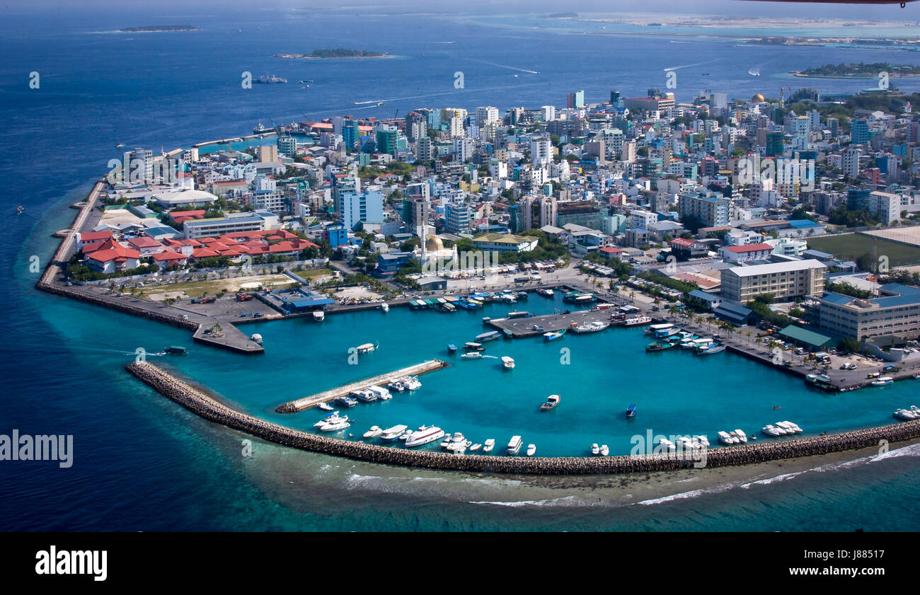 Vue aérienne de Malé, la capitale des Maldives Banque D'Images