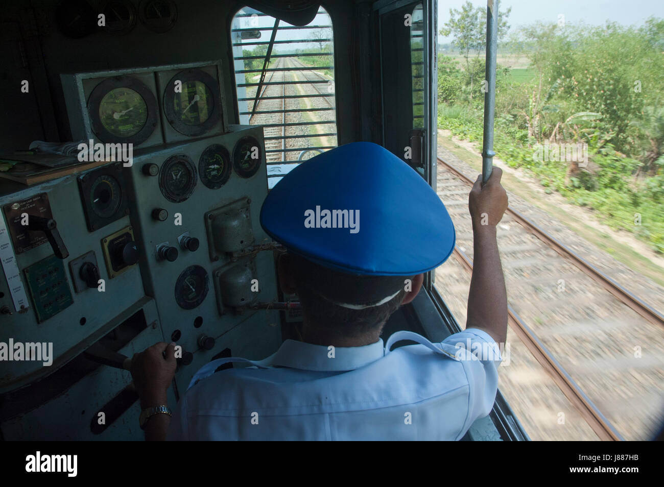 Shawkat Ali entraîne le Maitree Express, un service de train lancé récemment, du Bangladesh, de chemin de fer entre la ville indienne de Calcutta et la c Banque D'Images