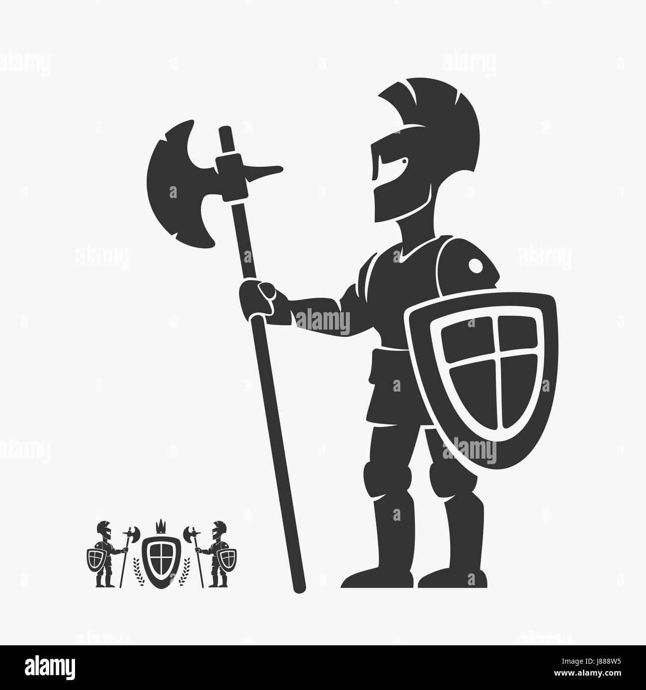 Caractère vectoriel héraldique Guardian Knight Illustration de Vecteur