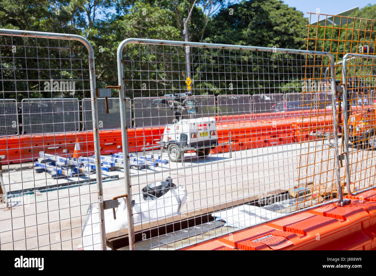 Construction de projet de train léger de la CDB ayant lieu dans les faubourgs est de Sydney, Nouvelle Galles du Sud, Australie Banque D'Images