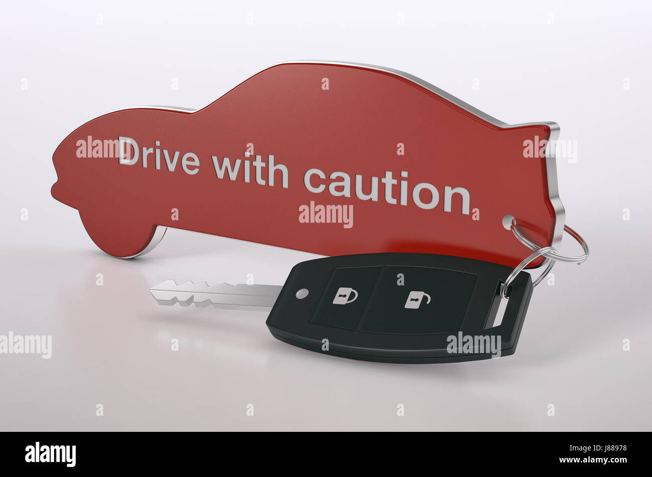 Porte-clés en forme de voiture, concept de sécurité (rendu 3d) Banque D'Images