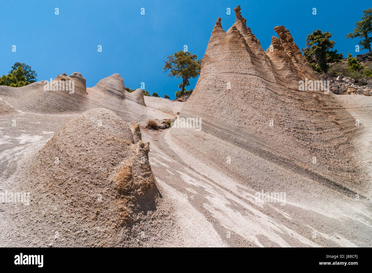 Paisaje paysage lunaire montrant l'érosion des falaises, Tenerife, Espagne Banque D'Images