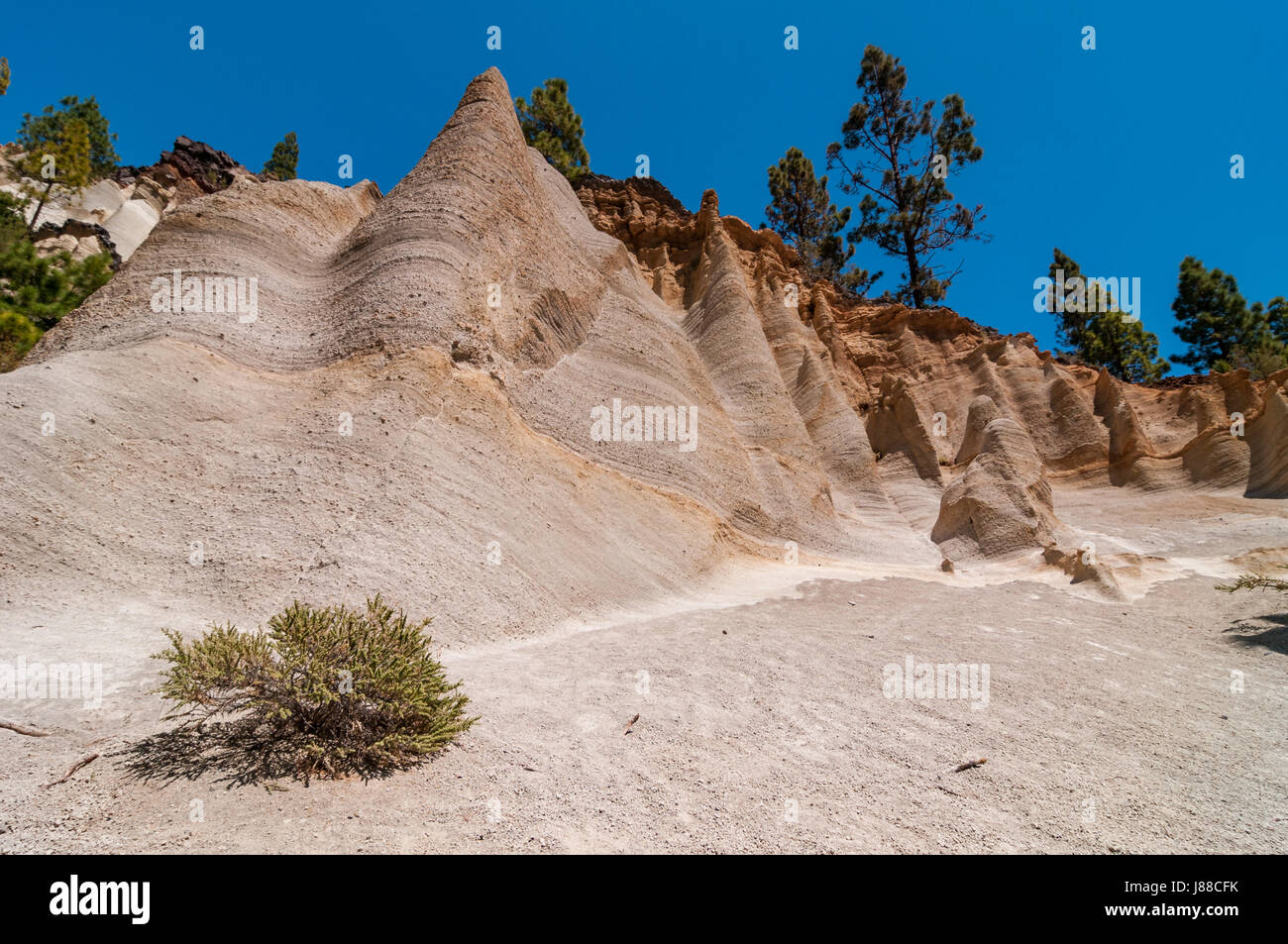 Paisaje paysage lunaire montrant l'érosion des falaises, Tenerife, Espagne Banque D'Images