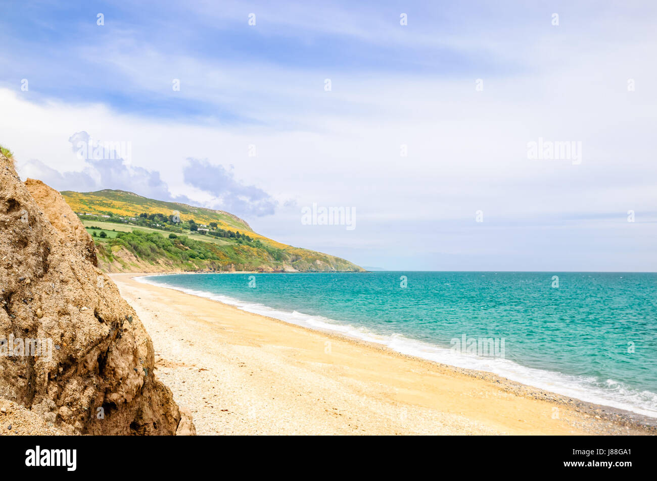 Vue sur belle plage de Bray en Irlande Banque D'Images