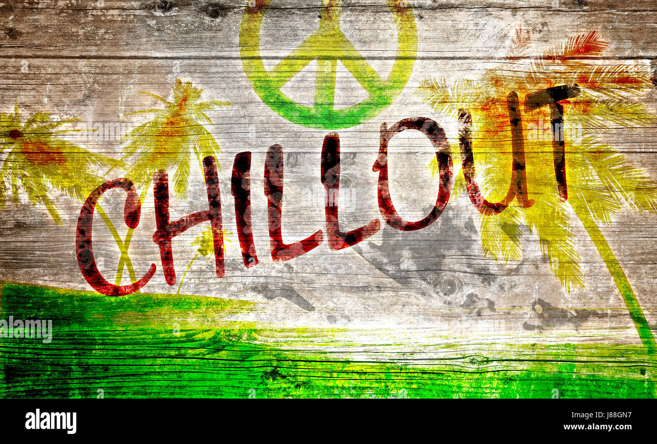 Chillout grafitti sur de vieux bois Banque D'Images