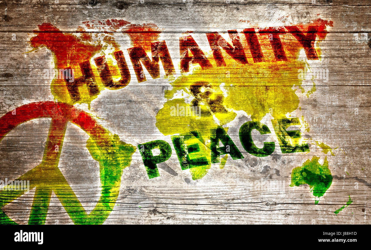 Inscrivez-bois - l'humanité et de la paix pour le monde Banque D'Images