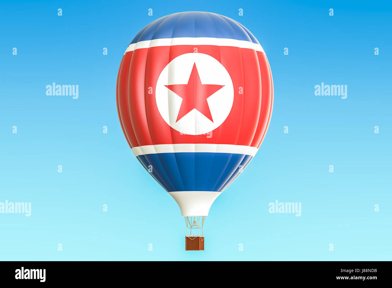 Ballon à air chaud avec la Corée du Nord drapeau, le rendu 3D Banque D'Images