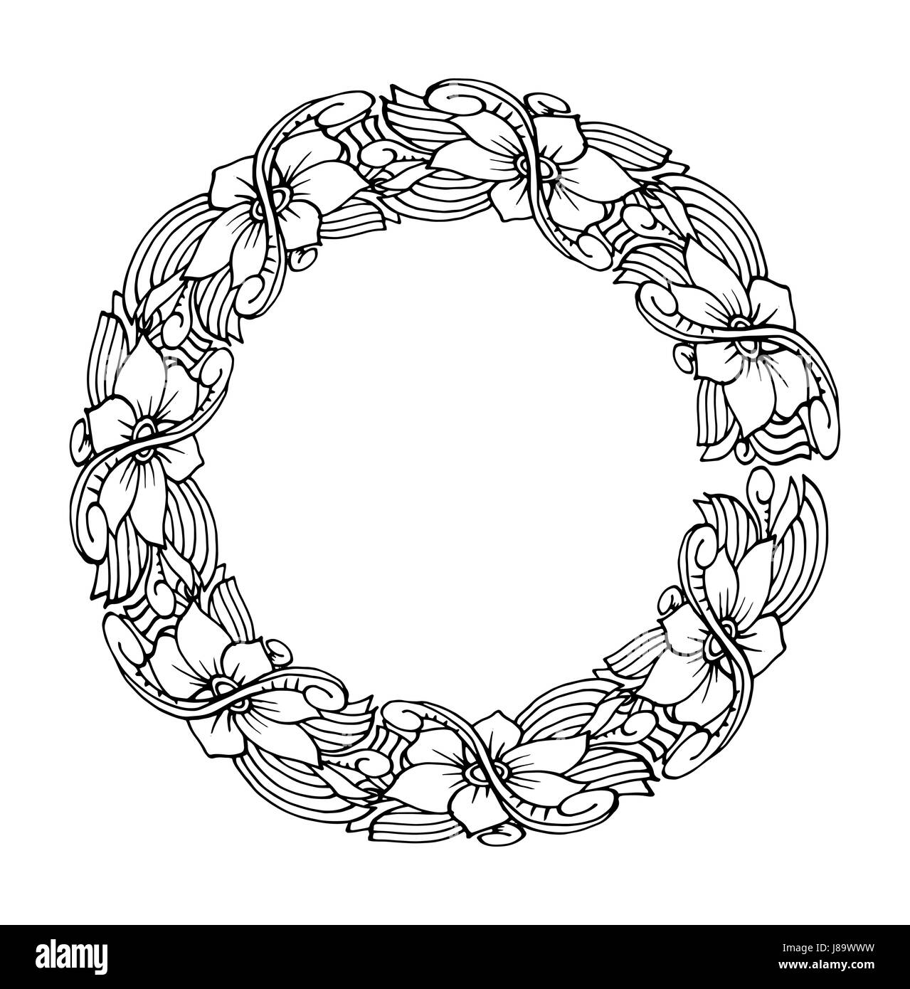Mandala. L'élément décoratif ethnique round. Cadre à motifs de dentelle à la main. Illustration de Vecteur