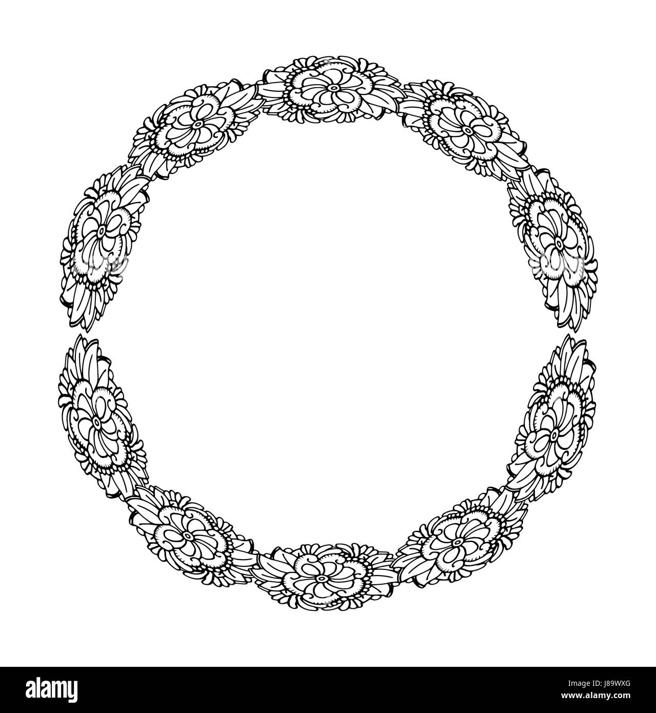 Mandala. L'élément décoratif ethnique round. Cadre à motifs de dentelle à la main. Illustration de Vecteur